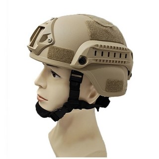 Fast 戰術頭盔 ABS 輕量化頭盔 高配版 可調節訓練盔 騎行 戶外 CS 軍迷 安全帽, 卡其色無孔版成人款, 1個