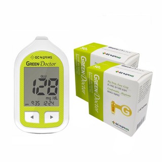 녹십자 그린닥터 혈당계+시험지100매+멸균침110개+솜100매 혈당측정기, 1세트, 그린닥터기계+시험지100T+침210+솜100