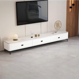 BYOU 모던 심플 스타일 확장형 거실장 수납 서랍형 TV다이 1600 1800, 눈산 화이트 + 흰색 캐비닛