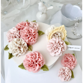 서초동 강남 카네이션 케이크 어버이날 스승의 날 로브제 플로럴 가든, 백설기(삼색 콩배기), 파스텔 로즈, 1호, 1개