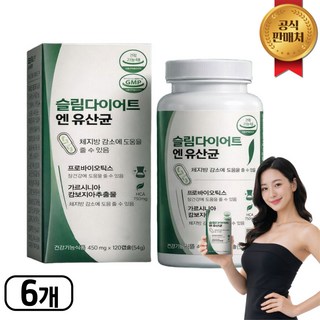 슬림 다이어트 유산균 / 12통 구매시 비에날씬 유산균 다이어트 bnr17식약청인증 사은품, 6개, 120정