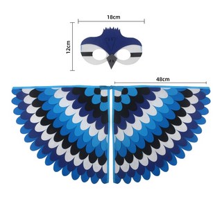 Baby童衣兒童鳥類造型披風面具套組 男女童萬聖節表演道具服 可愛造型 柔軟舒適, 藍靛白冠藍鳥, 1個