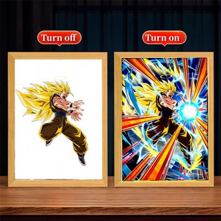 드래곤 볼 Z 애니메이션 그림 라이트 페인팅 사진 프레임 드래곤 볼 피규어 Goku Vegeta Led 야간 조명 룸, 01 USB, 05 Dragon 15