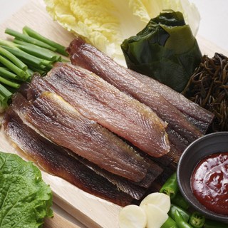 [해성수산] 포항 구룡포 청어 과메기 야채세트, 1세트, 반손질 과메기 20미 40쪽