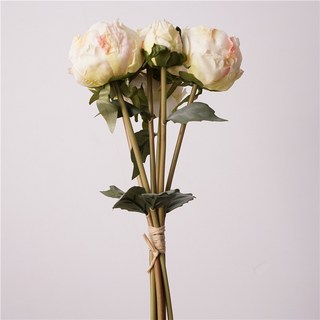 複古芍藥仿真牡丹手紮花 焦邊烤邊工藝新娘手捧花, 1個, 手劄牡丹花苞-香檳色