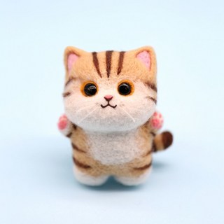 手工好物 羊毛氈戳戳樂diy貓咪Q版材料包手工玩偶小貓掛件解壓情侶禮物車飾, 1個, 英短黃貓/材料包+工具+視頻