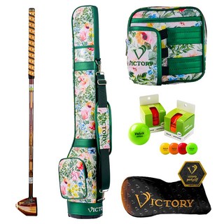 빅토리 프리미엄 파크골프채 LV-01 7종세트(파크골프채 골프백 파우치 볼빅공 볼마커 볼홀더 헤드커버), LV-01 럭셔리 골드, 뉴백 플로럴 클래식, 파우치 플로럴 클래식
