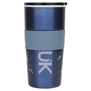 IKUK 艾可 台灣公司貨 陶瓷保溫牛奶杯, 星際藍, 600ml, 1個