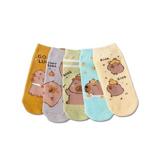 DK大王 韓版 卡皮巴拉精梳棉襪子 可愛水豚造型 女襪 短襪