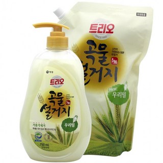 트리오 곡물 우리밀 설거지 세트 750ml+1.2L, 1개, 1ml