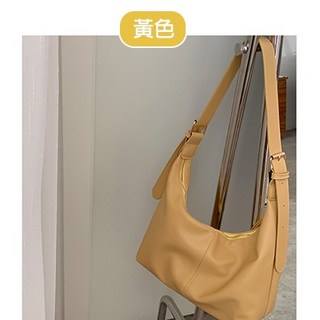 皮革托特包 大容量側背包 肩背斜背包 單肩女包, 黃色