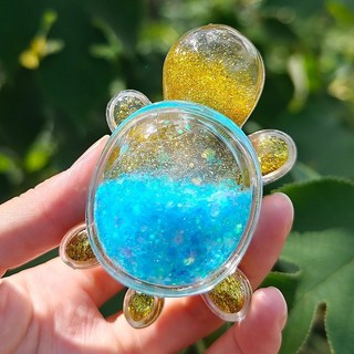 鎏金烏龜對對碰 流沙彩色小龜龜 烏龜擺件 8.6CM, 青色[夢幻流沙],10個裝[可混裝]獨立盒裝