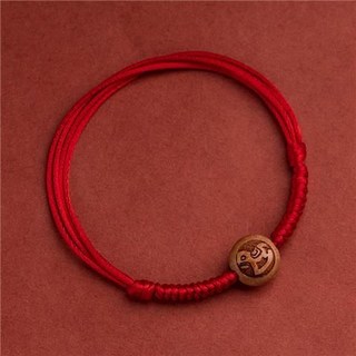 本命年紅繩紅繩好運腳鏈桃木十二生肖守護男女情侶紅繩新款本命年, 紅繩-馬-可調節18-28cm, 1個
