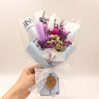 캘리포유 프리저브드 플라워 시들지 않는 생화 미니꽃다발 + 쇼핑백세트 졸업/어버이날/기념일/추모, 4.천일홍