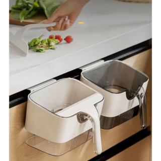 온더템 다용도 걸이형 주방 싱크대 음식물 휴지통 쓰레기통 + 스크레퍼 포함, 화이트/투명
