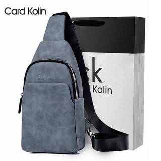 【開發票/統編】Card Kolin 男士單肩斜挎包 防水耐磨休閒小背包, 藍色 下單送禮品袋