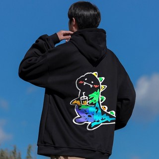 FONOW 남녀공용 귀여운 무지개공룡 귀여운 프린팅 커플룩 후드티