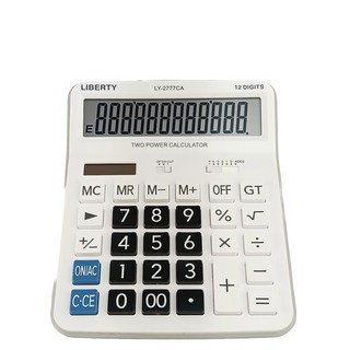 利百代LIBERTY 12位元太陽能桌上型大字鍵大螢幕計算機 雙電源計算機 LY-2777CA, 白色, 1個