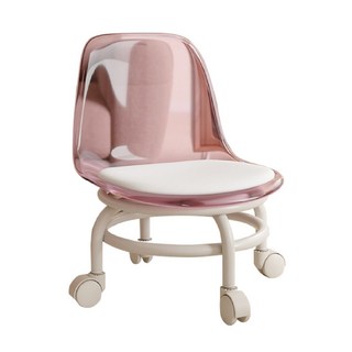 好的家居 可移動INS網美萬向輪矮凳 滑輪矮凳 滑輪椅 矮凳 椅凳 凳子 小椅子 板凳 靠背椅 滾輪椅 靠背矮凳, 1個, 【透粉】萬向輪矮凳 滑輪矮凳 滑輪椅, 透粉