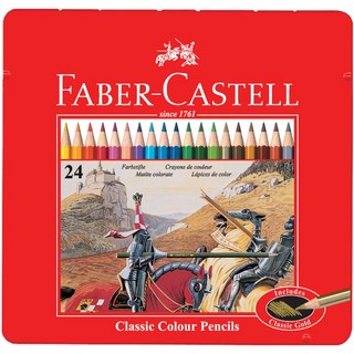 【文具通】Faber-Castell 輝柏 兒童 無毒 水性 油性 彩色鉛筆 色鉛筆 紅鐵盒 A1340040, 1個, 油性 24色