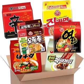 농심 신라면+너구리+짜파게티+오뚜기 진라면매운맛+열라면+오동통면, 1세트