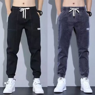 牛仔褲 寬鬆束腳哈倫褲 韓版潮流百搭休閒長褲