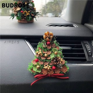 【甜蜜cosmetics】聖誕永生花乾花車載擺件風口夾聖誕樹小精靈松果裝飾伴手紀念禮品, 松果聖誕樹風口夾送精油試用裝, 1個