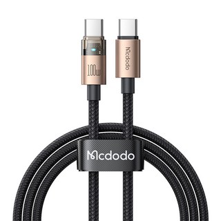 Mcdodo PD 100W 雙面燈傳輸充電線 C to C 1.2米 5A, 120cm, Black, 1條