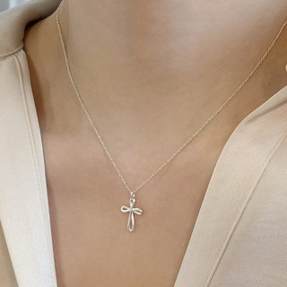 반지소 925실버 여성 미니 순은 십자가목걸이