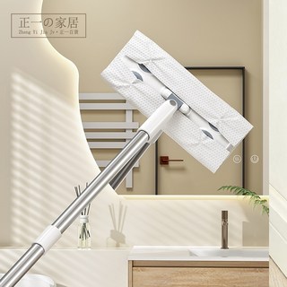 正一家居 360°旋轉靜電除塵拖把 平板拖把 乾濕兩用 24H出貨, 1個, 除塵紙 30片一包