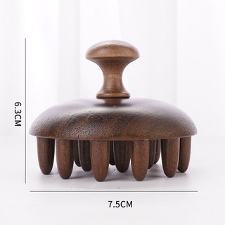 DFMEI 金絲檀圓盤28齒按摩梳頭皮按摩梳頭療養生全身疏通檀木經絡梳, 1個, 子彈頭指環梳(整木雕金絲檀):如圖