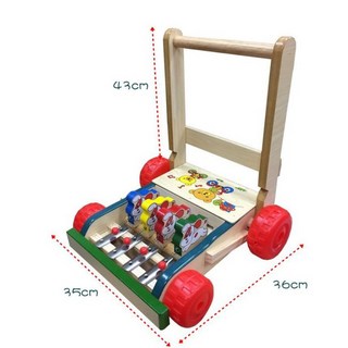 【阿LIN】63AAAA 助步車 木 學步車 木製手推車 敲敲狗 摺疊, 1個