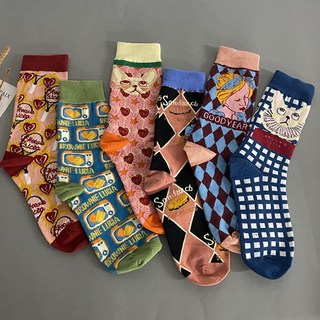 [6件1套] Wardummy 女式生動貓心插畫厚實木襪套裝 CHW358