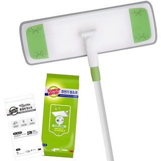 3M Scotch-Brite 百利 Easy Clean 拖把 + 靜電除塵紙 10張 + 濕拖巾 1張, 1套