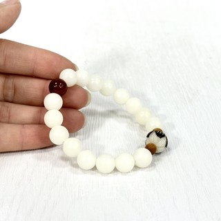 御古齋 精選白玉菩提子星月菩提多色菩提雕蓮花手珠手鍊 逢凶化吉避邪保平安, 1個, 款一 白玉菩提手珠(無墜飾), 白玉