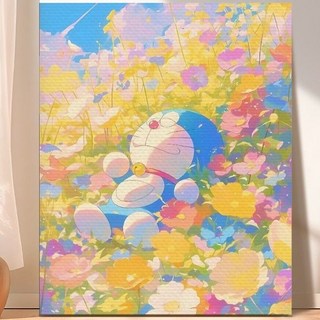 哆啦A夢 鑽石貼畫 DIY 手工藝 裝飾畫, MA22460,圓鑽-畫布40X50cm+工具