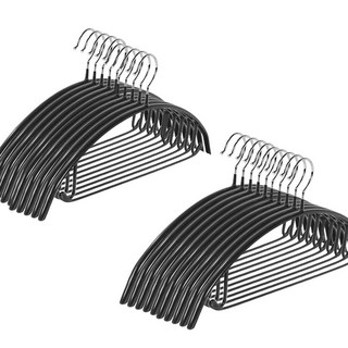 아리하우스 논슬립 (aka 주우재옷걸이) 어깨뿔방지 늘어남방지 스틸 옷걸이, 블랙, 20개