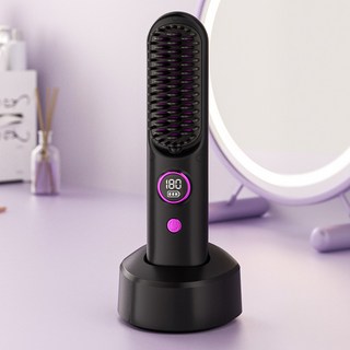 無線充電式整髮梳 5000萬負離子護髮, 1個, 黑色 SS01