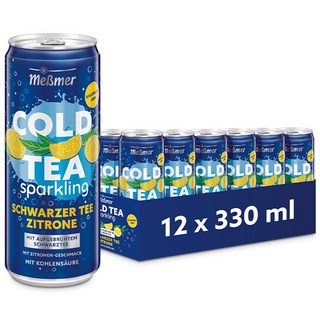 독일 메쓰머 messmer Sparkling Black Tea 레몬 스파클링 홍차 아이스티 드링크 캔, 2개, 12개입, 330ml