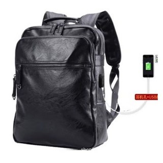 雙肩背包 大容量學生書包 15吋防水電腦男背包 - 台灣現貨特價, 黑色有側袋+USB