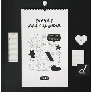 J2K 2026 벽걸이 달력 캘린더 두들 손글씨 일러스트