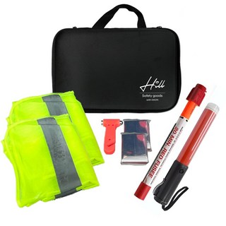 자동차 안전용품 선물세트 (2차사고예방 LED 비상등 탈출망치 경광봉 반사조끼), C형:불꽃신호기구성, 1개