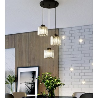 現代輕奢水晶吊燈 三頭餐桌吊燈 簡約設計餐吊燈 居家裝飾燈具