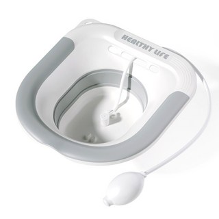 折疊可沖洗坐浴盆 按壓式出水 免電坐盆 免蹲浴盆 通用式馬桶坐浴盆 馬桶盆 私密清潔坐浴盆【ZG0503】 約翰家庭百貨, 1個, 灰