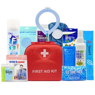 폭염 예방 응급 키트 여름 물품 온열 질환 무더위 여름 대비 폭염 응급 키트 비상 가방 10종 구성, 1개