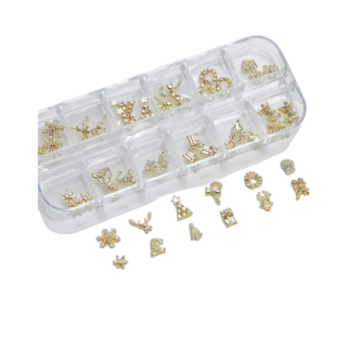 베어리어스 크리스마스 눈꽃 트리 고급형 네일파츠 패키지, 1개, 02. Gold