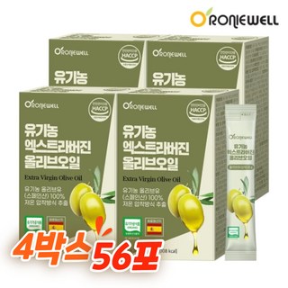 로니웰 유기농 엑스트라버진 올리브오일 저온압착 스페인 올리브기름 올리브유 14P, 8g, 4개