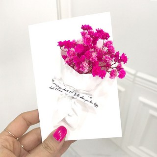믹스매치플라워 안개꽃 꽃다발 카드 미니 플라워카드 프리저브드플라워 감사 엽서 손편지 생일 크리스마스, 안개꽃다발카드-바이올렛