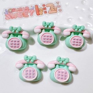 青採麥 台灣現貨 模擬電話 相機 奶油膠配件 鑰匙圈 髮夾飾 手機殼水杯貼 樹脂 DIY飾品配件, 1個, 綠色