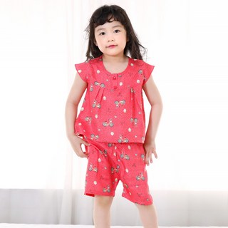 아동용 피크닉 핑크 인견 잠옷 상하세트